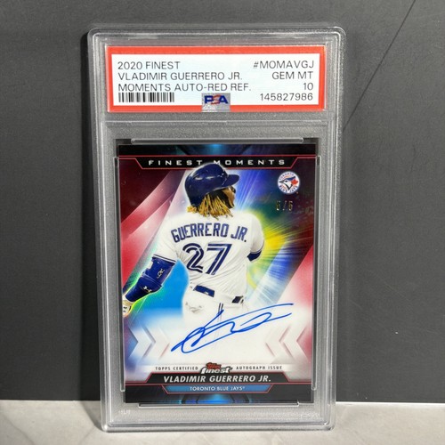 2020 Finest Vladimir Guerrero Jr. Moments Auto Red Refractor /5 Blue Jays PSA 10