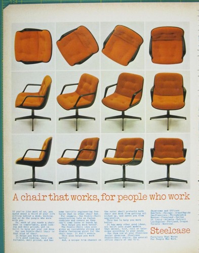 Print Ad Steelcase Double Shell Chair Orange Mid Century Modern Furniture 1970