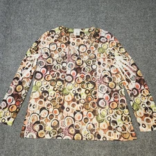 Inoah Top Womens XL Multicolor Geometric Print Sheer Artsy