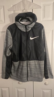 NIKE DRI-FIT Men's Jacket Black/Gray Full Zip Warm Size L 