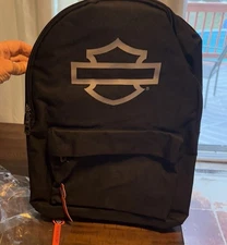 Harley-Davidson Bar Shield Logo Backpack Padded Back Straps, Black/Silver