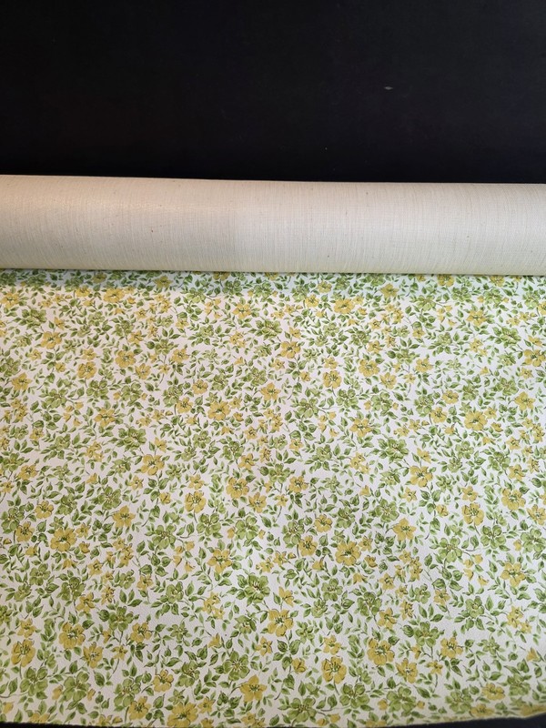 Vintage 1970s Calico Floral Wallpaper Style-Tex 6350 Fabric Backed Vinyl 27" NOS