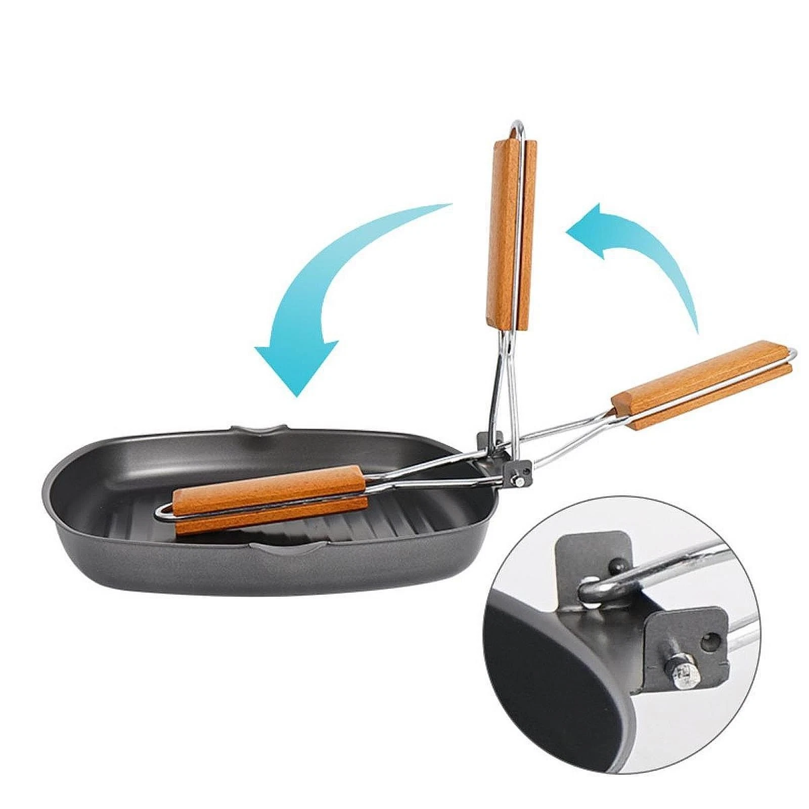 Barbecue Grill Pan Iron Pan Folding Handle Cooking Lightweight Skillet Versatile