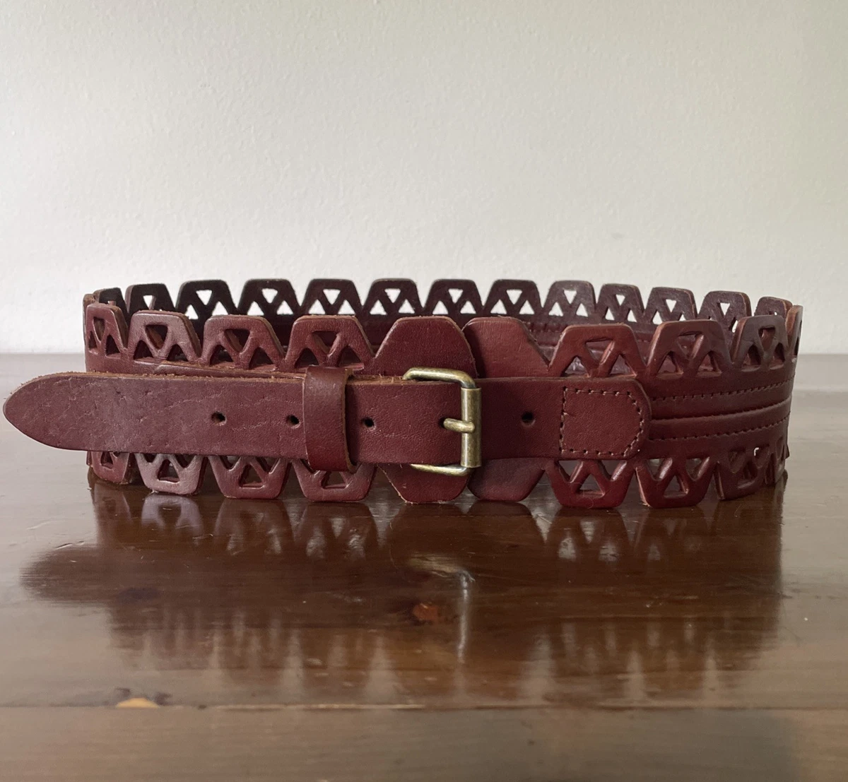 Vegan Leather Burgundy & Silver Studded Western Corset Statement Belt Arch Suede Grommet Studded Belt in Brown Espresso | Veronica  main image 3