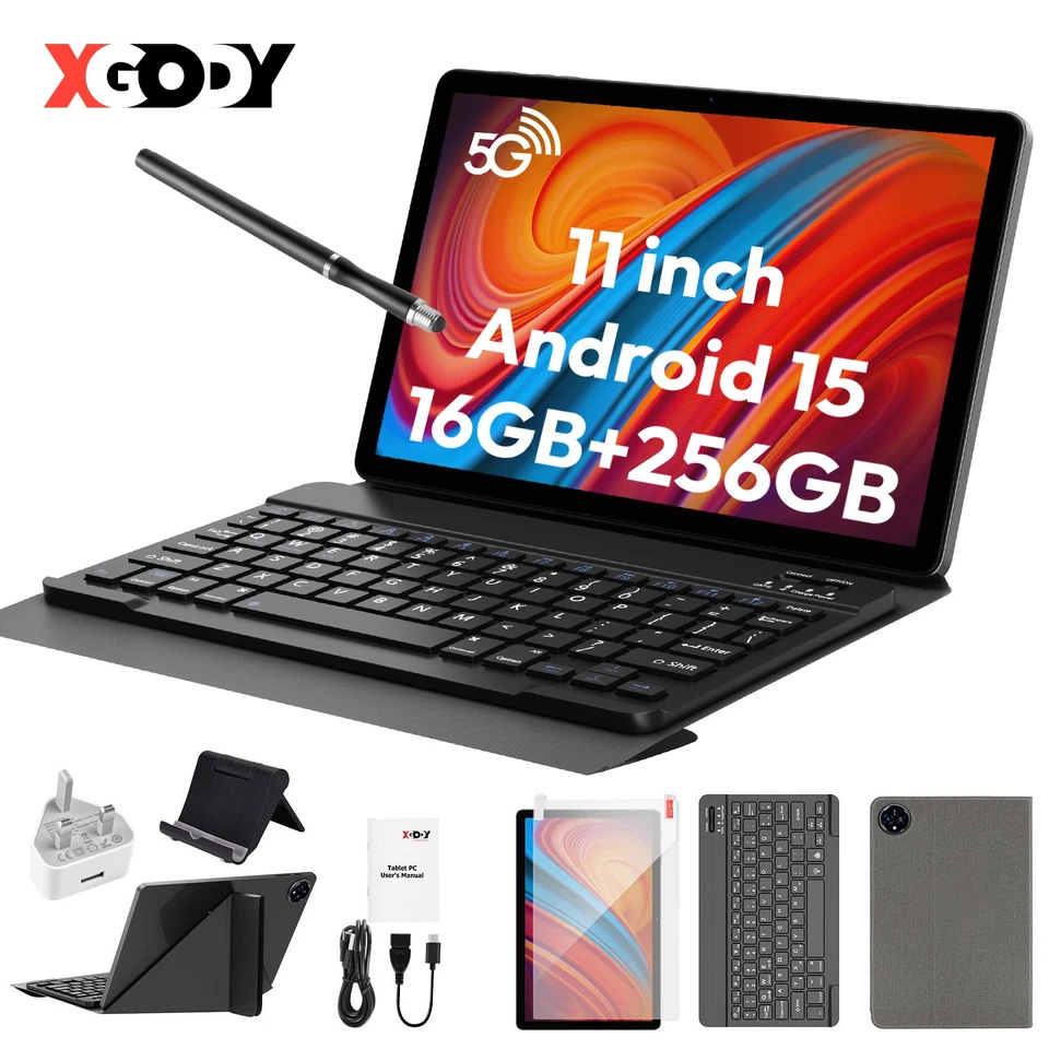 XGODY Android 15 Tablet 11.0 Inch 16GB+256GB (1TB TF) IPS WiFi6 8000mAh 8Core 2025 NEW
