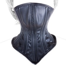PU-Leder Kapuze Maske Schwarz Halsband Fesseln Kopfgeschirr Korsett Restraint