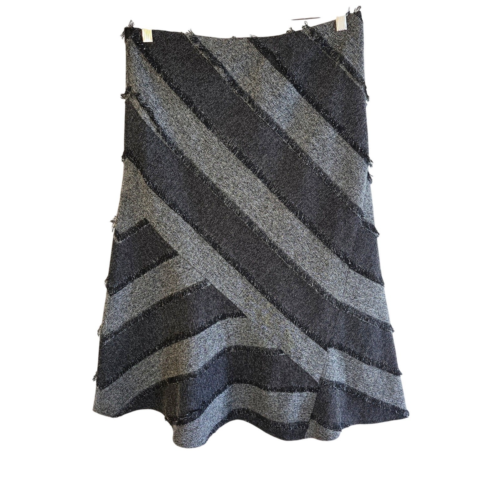 Size 8 Lena Gabrielle Tweed Mini Skirt with Fringe and Stripes