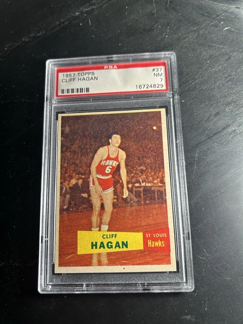 1957 Topps #37 Cliff Hagan RC St Louis Hawks PSA 7