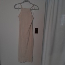 Zara Square Neck Ribbed Knit  Bodycon Midi Dress Small NWT