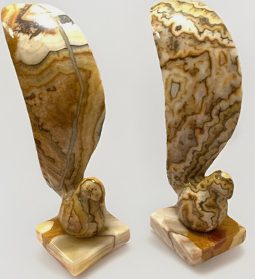 Alabaster Sculpture Vintage Art Deco Handmade VTG Statement Large Pair Bird Rare
