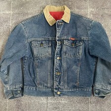 Boy's Vintage 80's Wrangler Lined Corduroy Collar Denim Trucker Jean Jacket Sz L