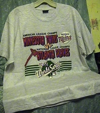 1991 WORLD SERIES  MINNESOTA TWINS VS. ATLANTA BRAVES  TEE SHIRT