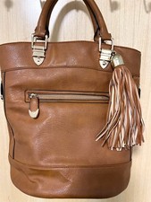 River Island Brown Tassel Tan Faux Leather Women's Top Handle  Bucket Bag 