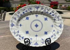 Myott FINLANDIA Oval Platter Blue White Ironstone Scallop Edge England 12.5" VTG