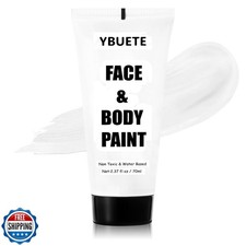 YBUETE White Water Based Face Body Paint, 2.37 OZ Washable Large Tube Full Co