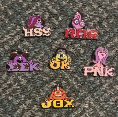DISNEY PIN HIDDEN MICKEY MIKE RANDALL GEORGE VIOLET FROM MONSTERS UNIVERSITY SET