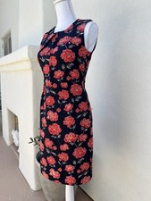 Banana Republic Navy Red Floral Sheath Dress sz 2 Corporate Career Business