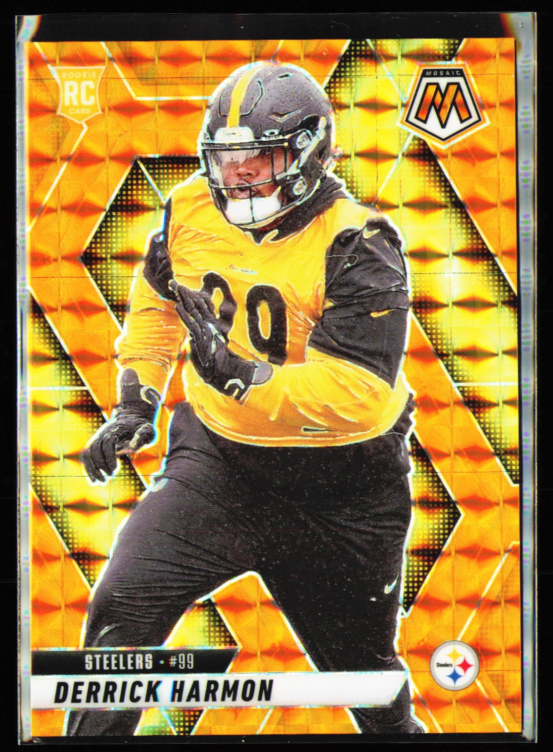 2025 Panini Mosaic Derrick Harmon RC Mosaic Orange #/199 #327 Steelers