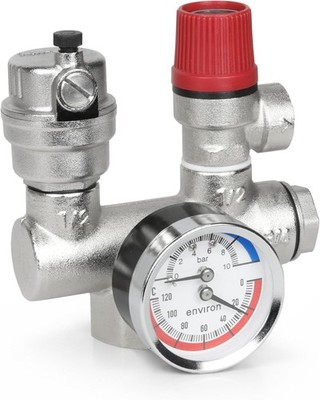 environ Kesselsicherheitsgruppe 3 bar Thermomanometer DN25 1'' Sicherheitsventil
