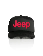 JEEP RED LOGO TRUCKER SNAPBACK HAT UNISEX ADULTS