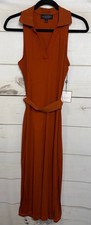 Laundry by Shelli Segal Dress Sleeveless Collar Rust Belt Ribbed Knit Chic 4