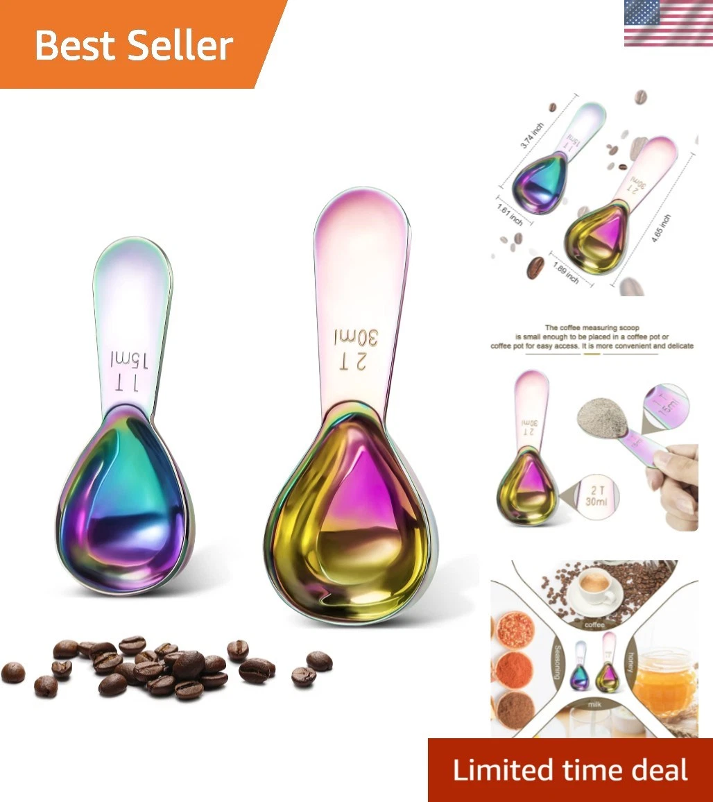 Stainless steel coffee scoop 2-piece set 1 tbsp, 2 tbsp durable Tablespoon, e...