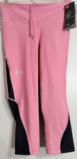 Image of NEW Under Armour Heat Gear Compression Leggings Pants Black Pink Size S Small