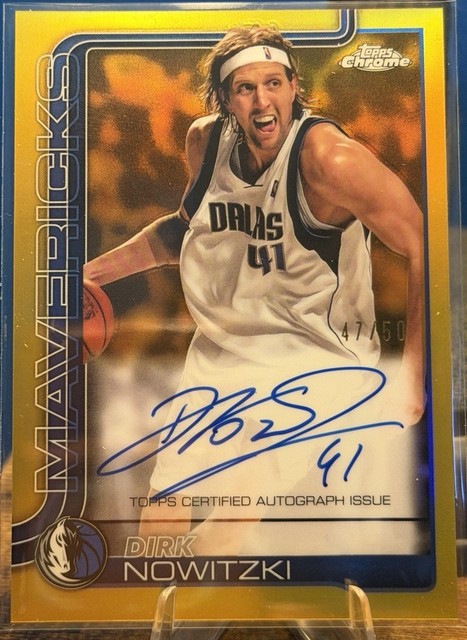 2025-26 Topps Chrome Dirk Nowitzki True Gold Refractor Auto /50