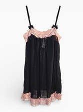 Black Pink Lace Babydoll Slip Dress Coquette Romantic Lingerie In Bloom Jonquil