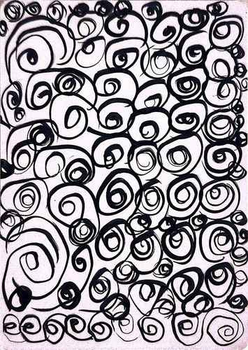Whimsical Squiggles Abstract Expressionist Original Watercolor Painting ACEO