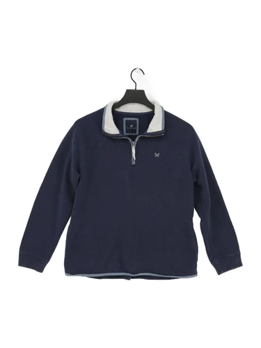 VETEMENTS Crew Clothing Felpa Donna con Cappuccio UK 14 Blu Cotone con Pullover Poliestere