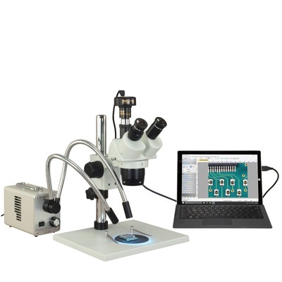 Trinocular 10X-20X-40X-80X 1.3MP USB Stereo Microscope+20W LED Gooseneck Light