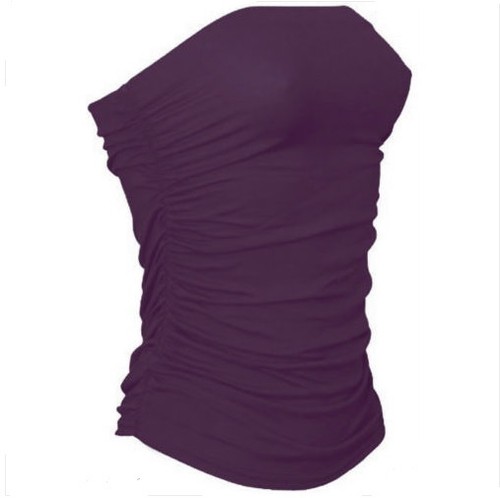 Mujeres Damas Liso Fruncido Boob Tubo Chaleco Prenda para el torso Camisa Sin mangas Bandeau Sin tirantes - Imagen 7 de 14