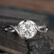 White Round Cut 3.10CT Simulated White simulated Sapphire Engagement Women Ring