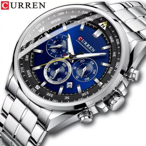 CURREN Fashion Watch Men Chronograph Wristwatch Business Steel Quartz Date Watch - Picture 2 of 28