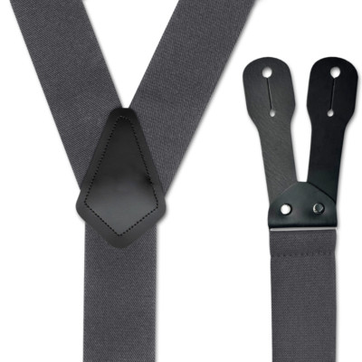 Men's Suspenders - 2'' Wide Quality Y Style with Industrial Leather Ears + Patch