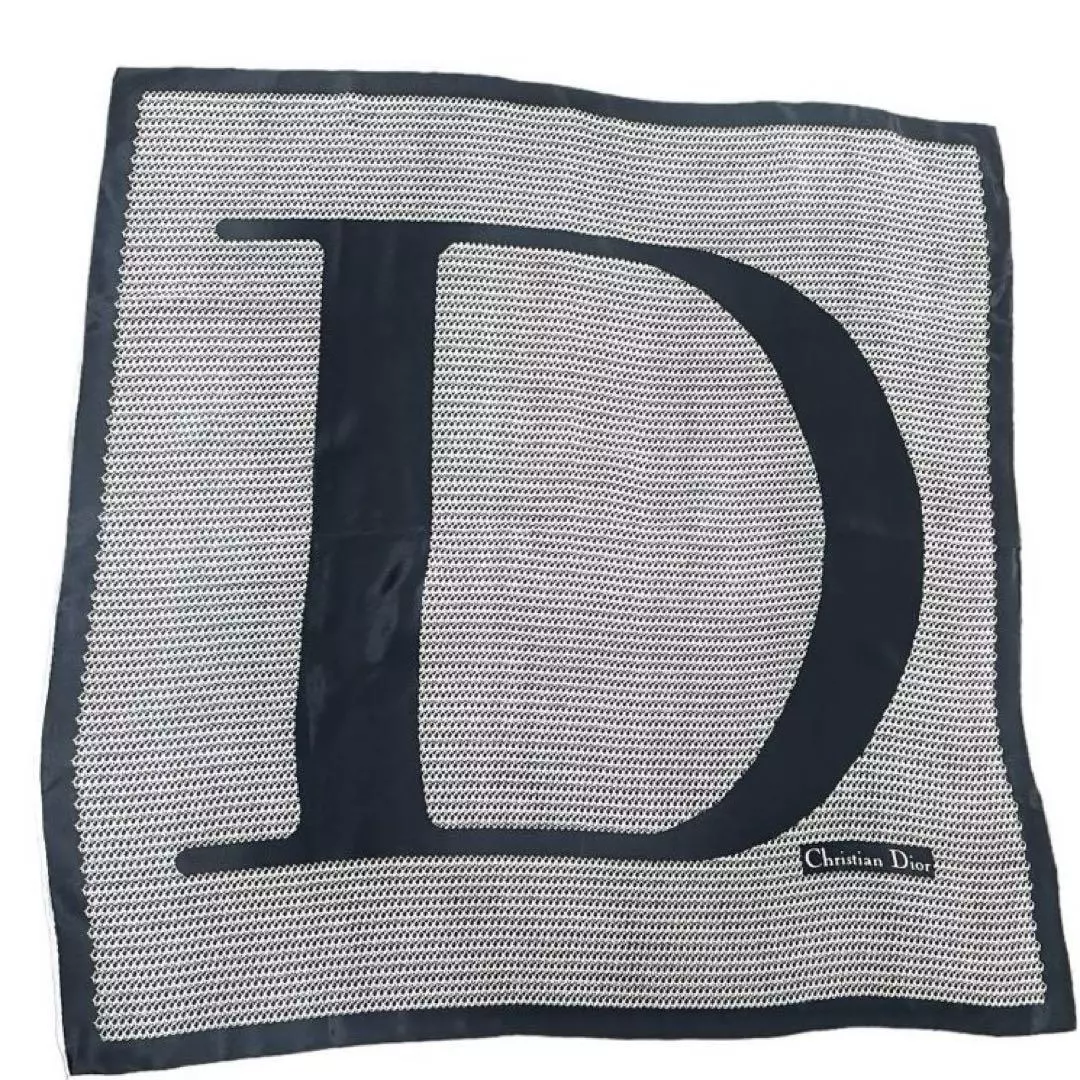 Foulard Christian Dior authentique étole en soie soie 100% beige noir occasion du Japon