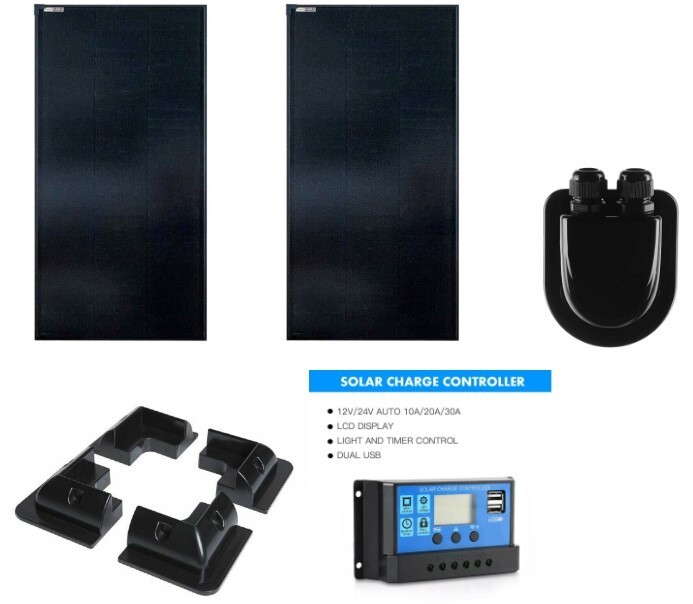 200 WATT SOLAR PANEL KIT 2x100w MOTORHOME VW CAMPER VAN CARAVAN LCD display 200w