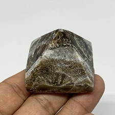 59.6g, 1.2"x1.6"x1.6" Chocolate/Gray Onyx Pyramid Gemstone @Morocco, B18960