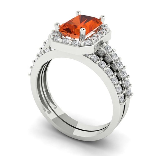 2.16 tcw Emerald Cut Engagement Ring for Women, 14K White Gold Red Promise Ring - Picture 2 of 5