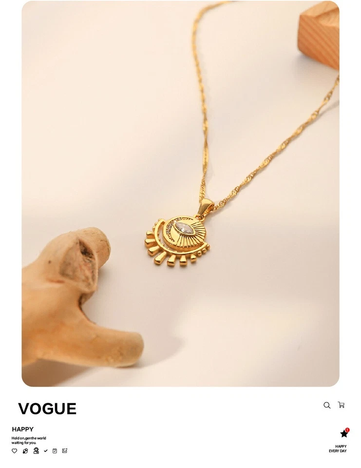 Stainless Steel with 18k Gold Plated lucky Rope Chain Necklace Pendant Jewelry - Image 4 of 4