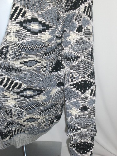 Vintage Strickjacke Pullover XL LAVANE New York Made in USA ETIKETT grau schwarz abstrakt - Bild 4 von 12