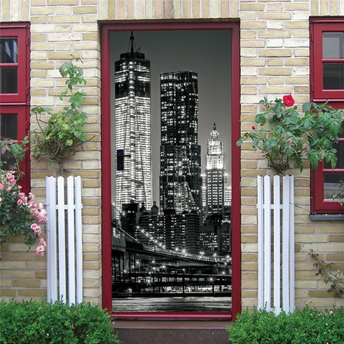3D Stadt Nachtsicht selbstklebende Türfolie Wandbild Aufkleber Home Decal - Bild 12 von 12