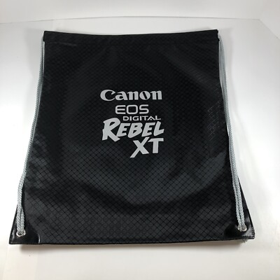 Canon Camera Black Drawstring bag Eos Digital Rebel Xt backpack Tote New 17x15 