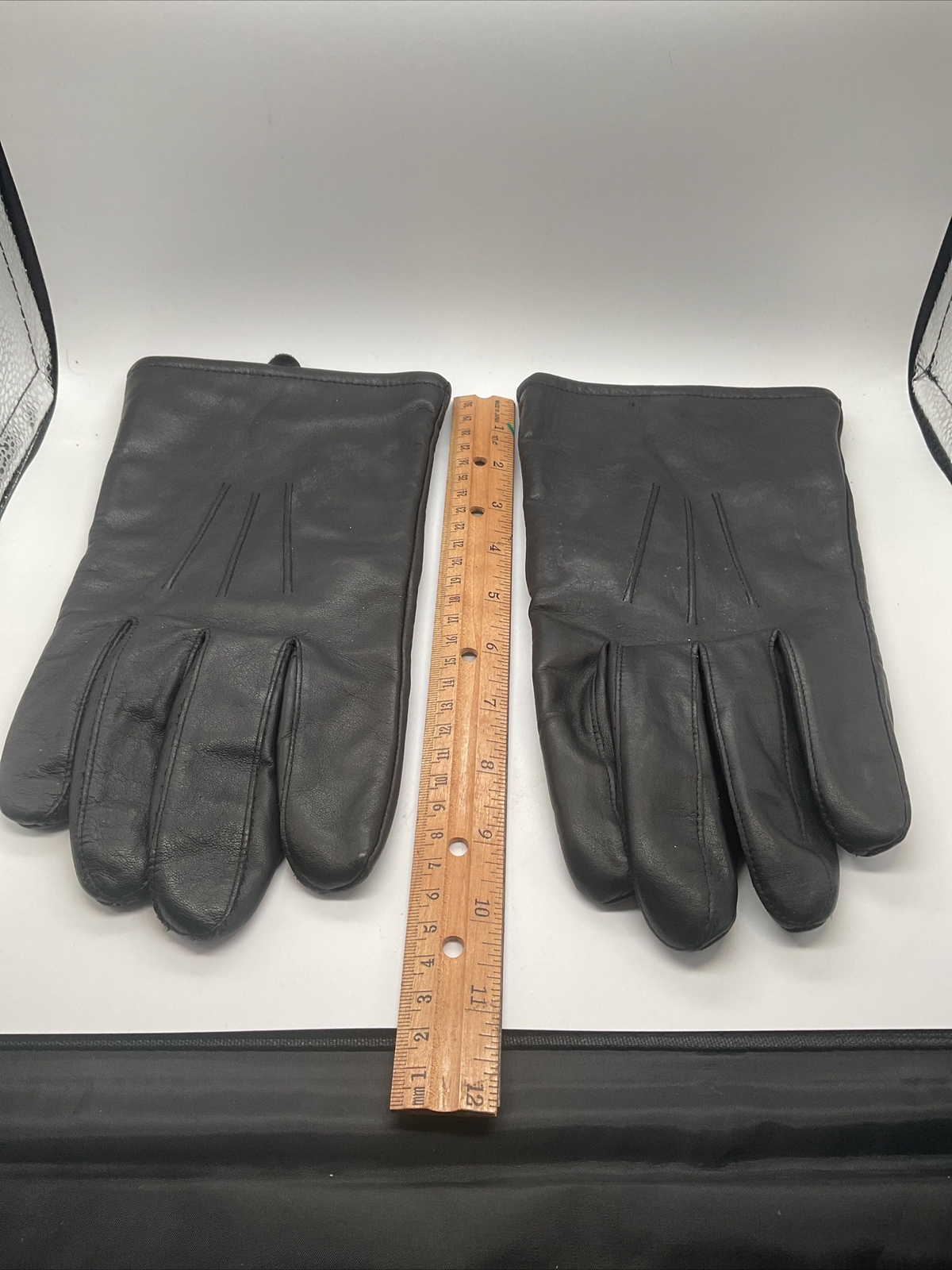 Vintage Hotfingers Wells Lamont Gloves Black Leather Lined Men’s X