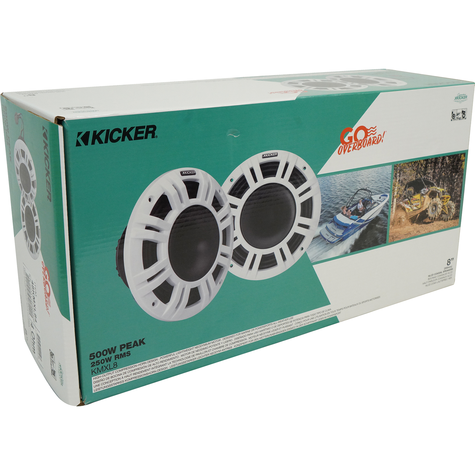Пара морских динамиков KICKER 48KMXL84 мощностью 8 500 Вт со светодиодной подсветкой Bluetooth-приемник KMXL8