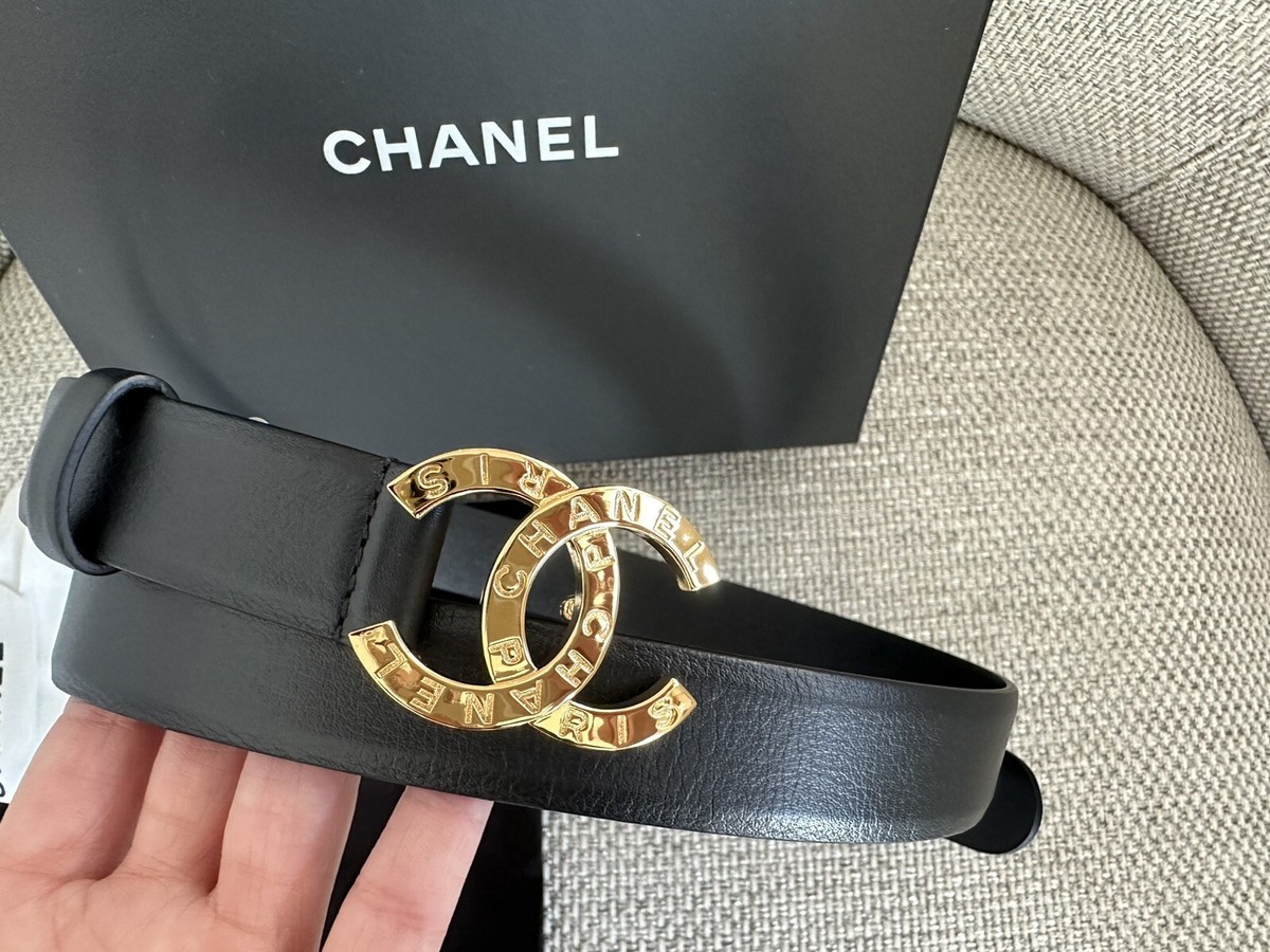 NIB 100%Authentic CHANEL 22V Black Leather Belt Classic Gold NIB 100%Authentic CHANEL 22V Black Leather Belt Classic Gold