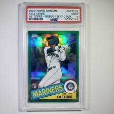 Kyle Lewis - 2020 Topps Chrome - 1985 Green Refractor /99 - PSA 9 MINT