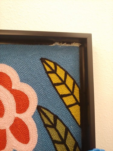 Frida Kahlo inspired Fiber Knit Wall Art Hispanic Chain Stitch crewel 18.5” - Picture 6 of 7