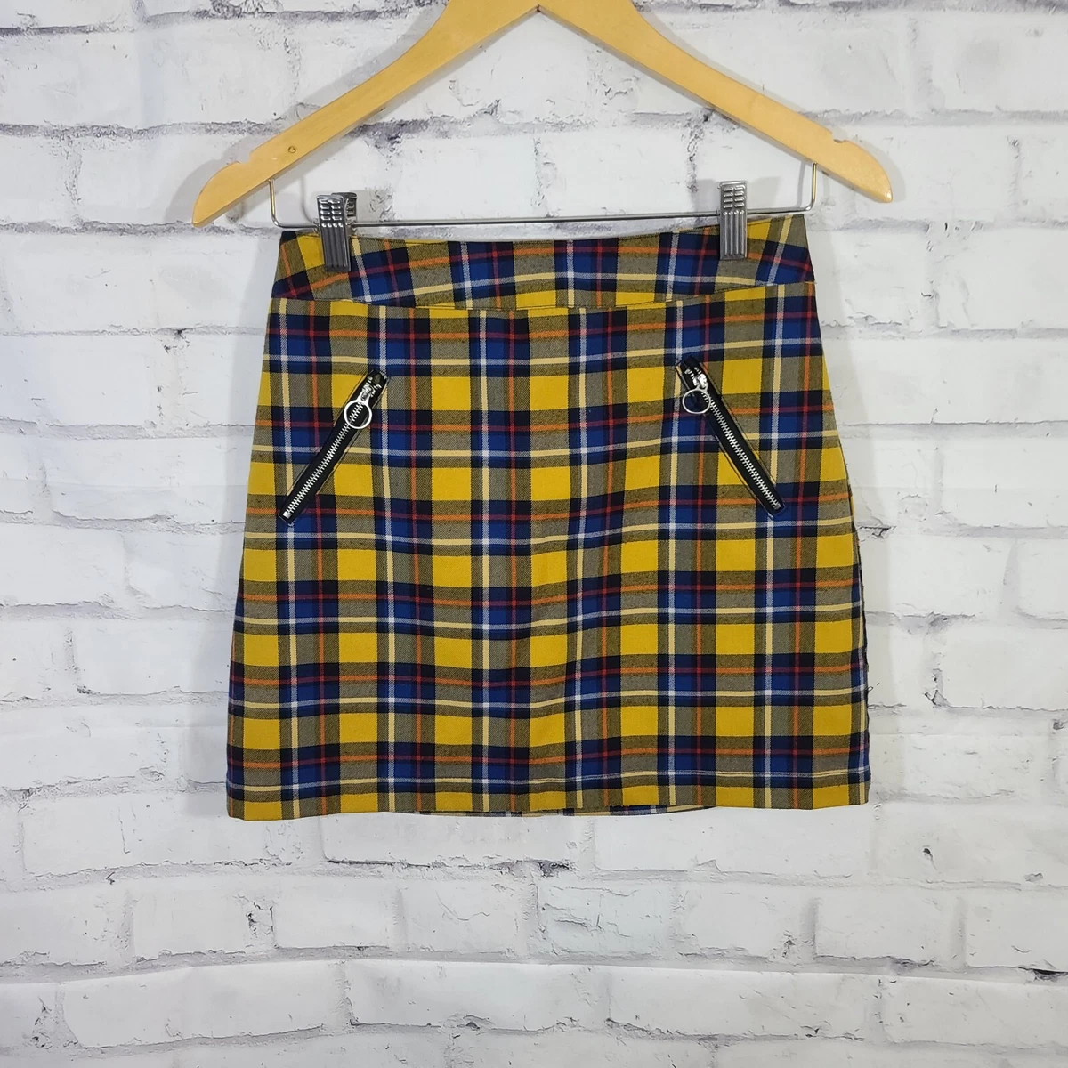 Mustard yellow tartan skirt cheap